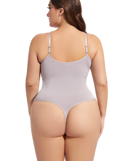 Glide ContourOne seamless shapewear g-string bodysuit in Grey back