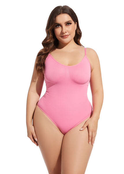 Glide ContourOne seamless shapewear g-string bodysuit in NZ pink front view