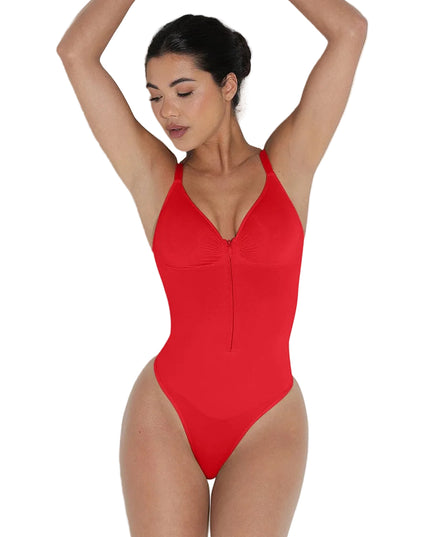 Wholesale Seamless Plunge Chest Support Bodysuit with Clips Inside