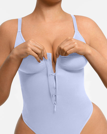 Wholesale Seamless Plunge Chest Support Bodysuit with Clips Inside