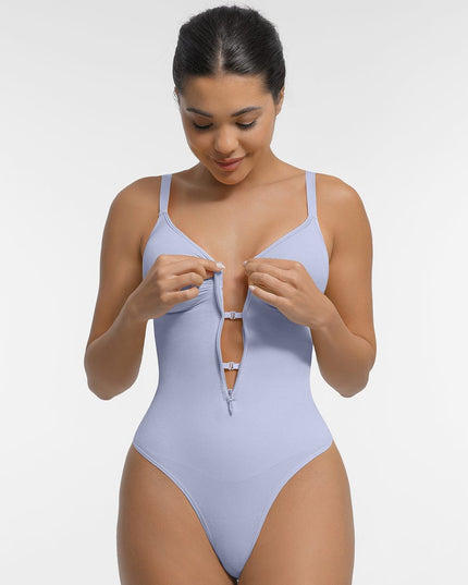Wholesale Seamless Plunge Chest Support Bodysuit with Clips Inside