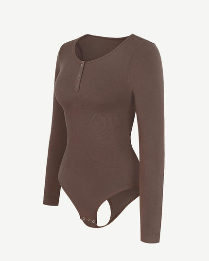 MT220144 - Everyday Button Sleeve Thong Bodysuit