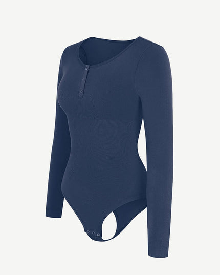 MT220144 - Everyday Button Sleeve Thong Bodysuit