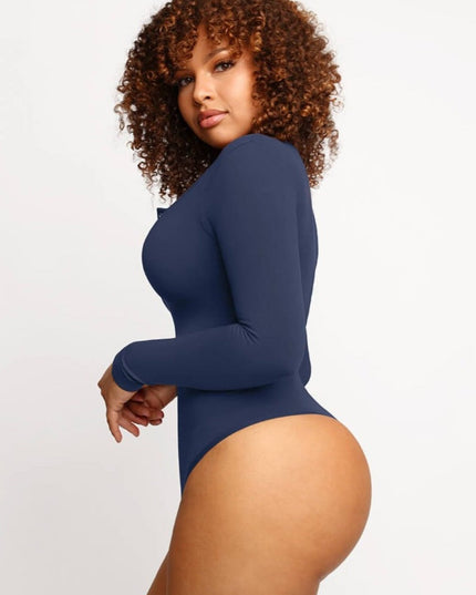 MT220144 - Everyday Button Sleeve Thong Bodysuit