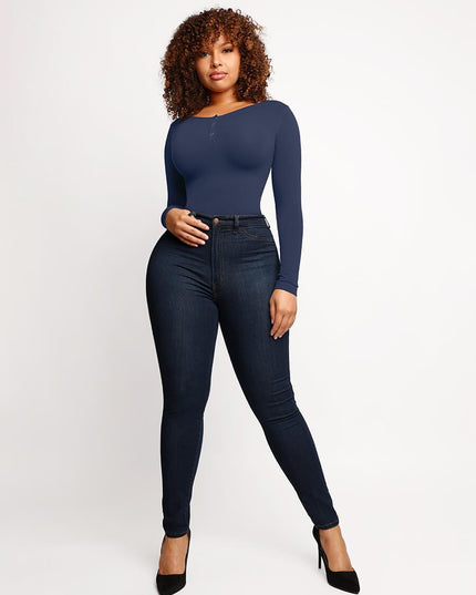 MT220144 - Everyday Button Sleeve Thong Bodysuit
