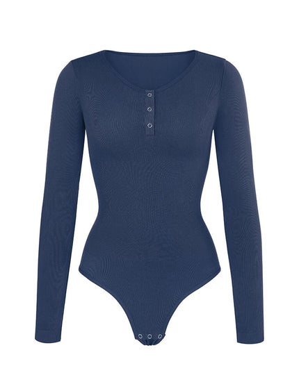 MT220144 - Everyday Button Sleeve Thong Bodysuit