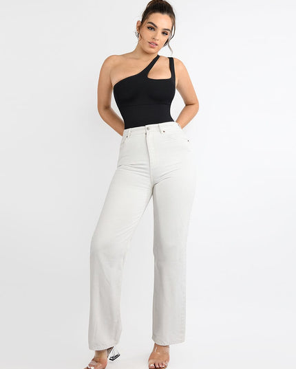 Wholesale One-shoulder Cut Out Waist and Abdomen Compression Shapewear Bodysuit