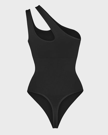 Wholesale One-shoulder Cut Out Waist and Abdomen Compression Shapewear Bodysuit