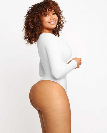 MT220144 - Everyday Button Sleeve Thong Bodysuit