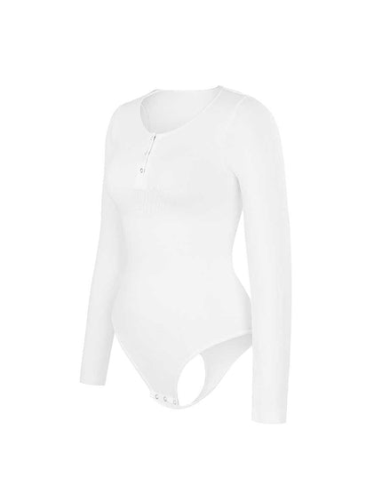 MT220144 - Everyday Button Sleeve Thong Bodysuit